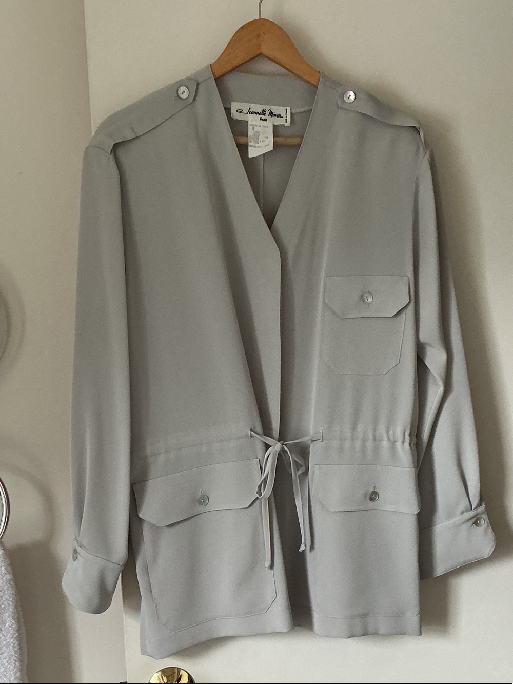 JEANNETTE MINER PARIS Light Gray elegant Drawstring Jacket
